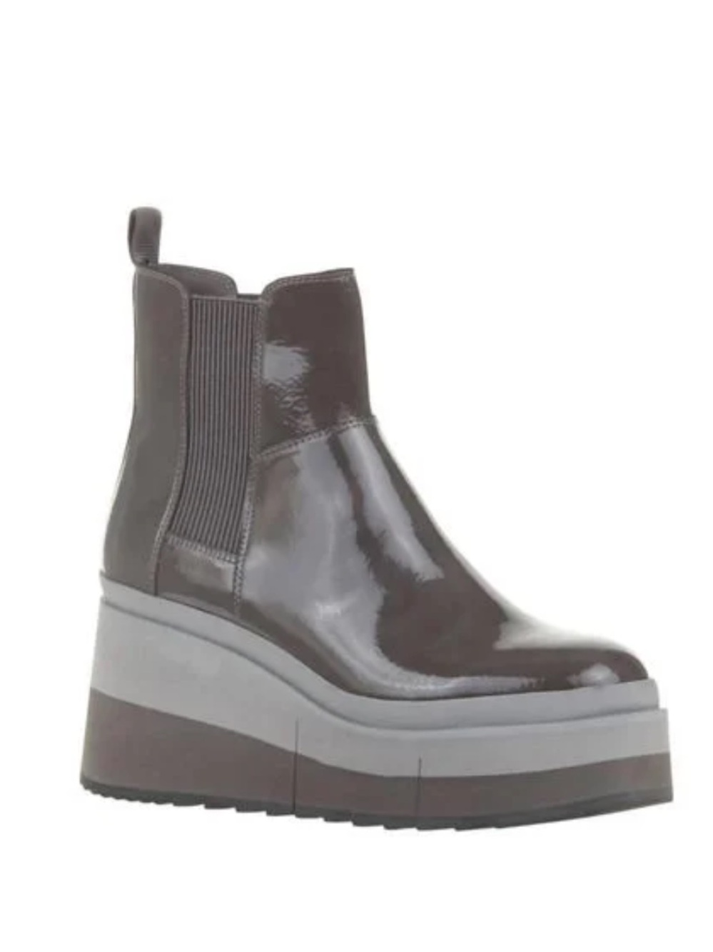 Naked Feet Guild Patent Platform Chelsea Ankle Boots in Mud - 7